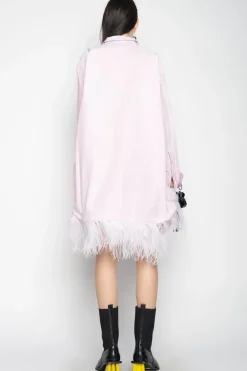 Sale Marques ' Almeida FEATHER HEM SHIRT DRESS LILAC