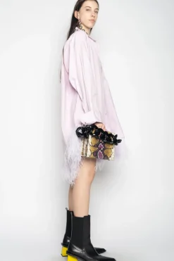 Sale Marques ' Almeida FEATHER HEM SHIRT DRESS LILAC