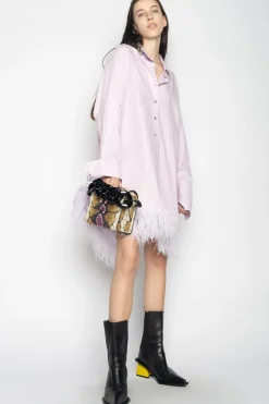 Sale Marques ' Almeida FEATHER HEM SHIRT DRESS LILAC