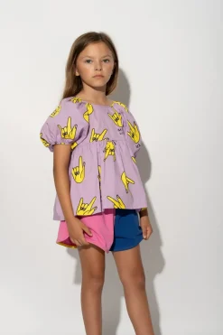 Hot Marques ' Almeida HANDS PRINT BALLOON SLEEVE TOP LILAC