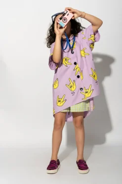 Discount Marques ' Almeida HANDS PRINT OVERSIZED SHIRT LILAC