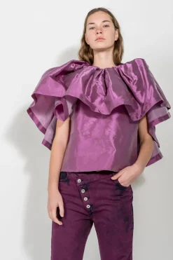 Marques ' Almeida PLEATED CAPE TOP LILAC