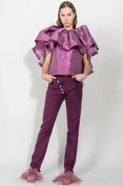Marques ' Almeida PLEATED CAPE TOP LILAC