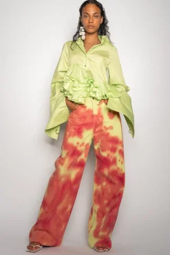 Online Marques ' Almeida LIME AND RED TIE DYE BOYFRIEND TROUSERS MULTICOLOUR