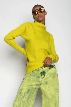 Clearance Marques ' Almeida MERINO DRAPED JUMPER LIME