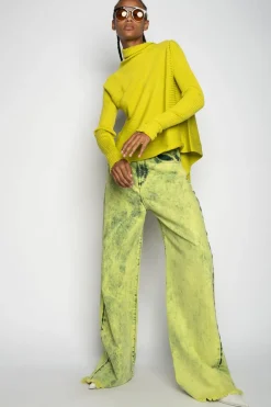 Clearance Marques ' Almeida MERINO DRAPED JUMPER LIME