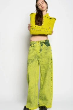 Online Marques ' Almeida MERINO WOOL KNITTED CROPPED TOP WITH BIG COLLAR LIME