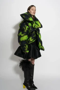 Hot Marques ' Almeida LIME TIE DYE M'A PUFFER JACKET MULTICOLOUR