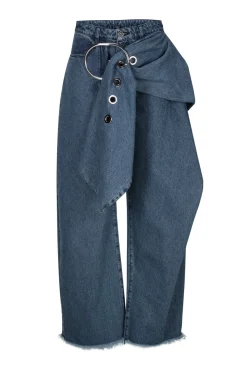 Marques ' Almeida MID BELTED BOYFRIEND JEANS BLUE