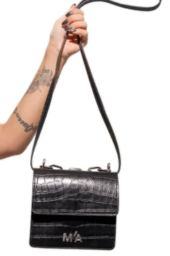 Sale Marques ' Almeida MINI CHAIN BAG IN CROCO BLACK