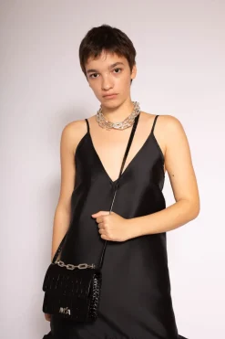 Sale Marques ' Almeida MINI CHAIN BAG IN CROCO BLACK