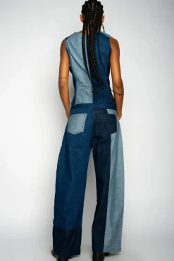 Outlet Marques ' Almeida MIXED DENIM BOYFRIEND TROUSERS BLUE