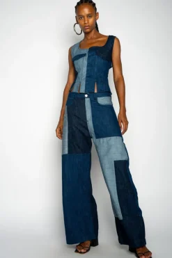 Outlet Marques ' Almeida MIXED DENIM BOYFRIEND TROUSERS BLUE