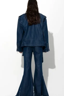 Sale Marques ' Almeida DENIM BIKER JACKET NAVY