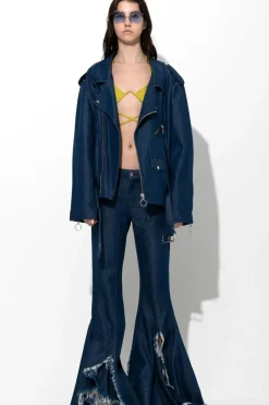 New Marques ' Almeida DENIM BOOTCUT DECONSTRUCTED JEANS NAVY