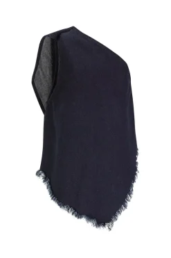 Online Marques ' Almeida DENIM ONE SHOULDER KNOT TOP NAVY