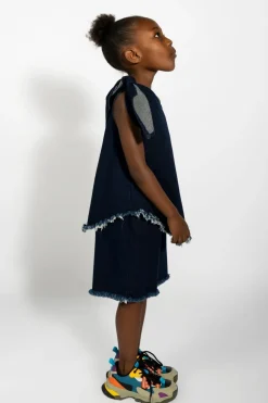 Online Marques ' Almeida DENIM ONE SHOULDER KNOT TOP NAVY