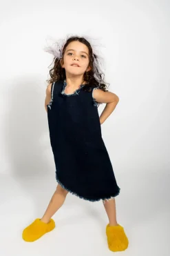 Marques ' Almeida DENIM SLEEVELESS DRESS NAVY