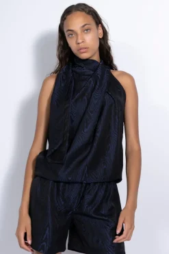 Sale Marques ' Almeida DRAPED BLOUSE NAVY