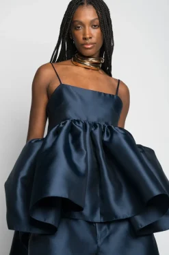 Online Marques ' Almeida STRAPPY PUFF TOP NAVY