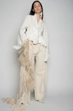 Hot Marques ' Almeida BOYFRIENDS TROUSERS OFF-WHITE