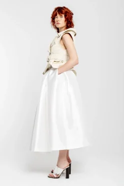 Sale Marques ' Almeida CINCHED OPEN NECK LEATHER BIKER VEST OFF-WHITE