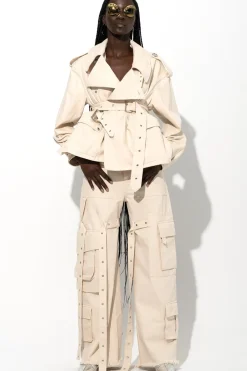 Sale Marques ' Almeida CROPPED TRENCH COAT OFF-WHITE