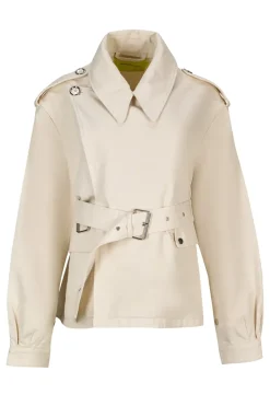 Sale Marques ' Almeida CROPPED TRENCH COAT OFF-WHITE