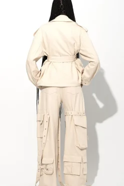 Sale Marques ' Almeida CROPPED TRENCH COAT OFF-WHITE