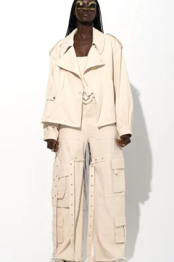 Sale Marques ' Almeida CROPPED TRENCH COAT OFF-WHITE