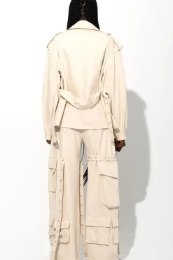 Sale Marques ' Almeida CROPPED TRENCH COAT OFF-WHITE