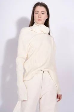 Sale Marques ' Almeida DRAPED TURTLENECK JUMPER OFF-WHITE