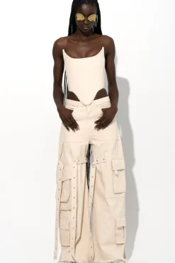 Online Marques ' Almeida MULTI POCKET CARGO TROUSERS OFF-WHITE