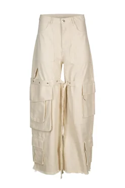 Online Marques ' Almeida MULTI POCKET CARGO TROUSERS OFF-WHITE