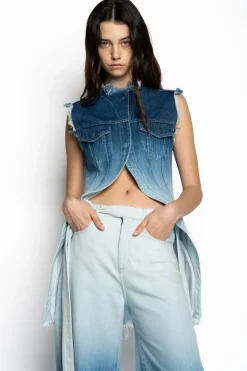 Outlet Marques ' Almeida OMBRE DENIM PUSHED-BACK VEST BLUE