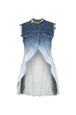 Outlet Marques ' Almeida OMBRE DENIM PUSHED-BACK VEST BLUE