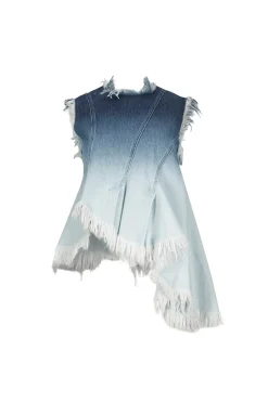 Online Marques ' Almeida OMBRE DENIM SLEEVELESS TOP WITH ASYMMETRIC HEM BLUE