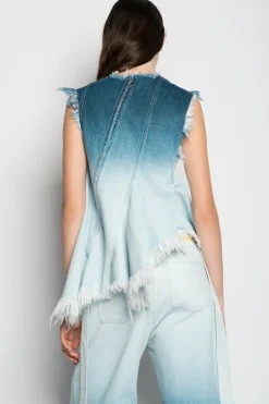 Online Marques ' Almeida OMBRE DENIM SLEEVELESS TOP WITH ASYMMETRIC HEM BLUE