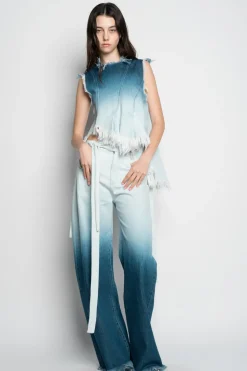 Online Marques ' Almeida OMBRE DENIM SLEEVELESS TOP WITH ASYMMETRIC HEM BLUE