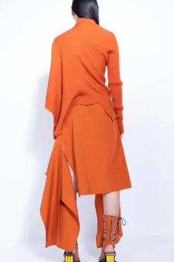 Online Marques ' Almeida DRAPED JUMPER IN MERINO KNIT ORANGE
