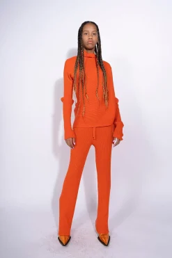 Sale Marques ' Almeida DRAPED JUMPER IN MERINO KNIT ORANGE