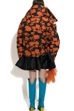 Outlet Marques ' Almeida ORANGE FLORAL M'A PUFFER JACKET MULTICOLOUR