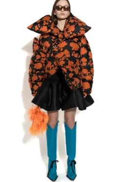 Outlet Marques ' Almeida ORANGE FLORAL M'A PUFFER JACKET MULTICOLOUR