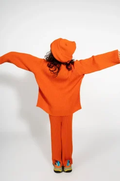 Sale Marques ' Almeida MERINO KNIT TROUSERS ORANGE