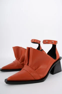 Discount Marques ' Almeida POINTY FRILL LACE UP PUMPS ORANGE