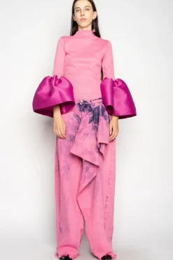 Clearance Marques ' Almeida PINK BOYFRIEND TROUSERS WITH BIG BOW BRIGHTPINK