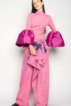 Clearance Marques ' Almeida PINK BOYFRIEND TROUSERS WITH BIG BOW BRIGHTPINK