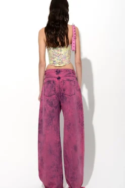 Sale Marques ' Almeida PINK DENIM BOYFRIEND TROUSERS BRIGHTPINK