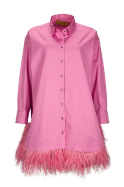 Hot Marques ' Almeida FEATHER HEM SHIRT DRESS PINK