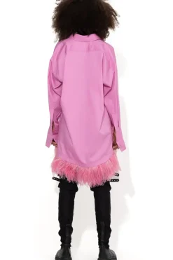 Hot Marques ' Almeida FEATHER HEM SHIRT DRESS PINK